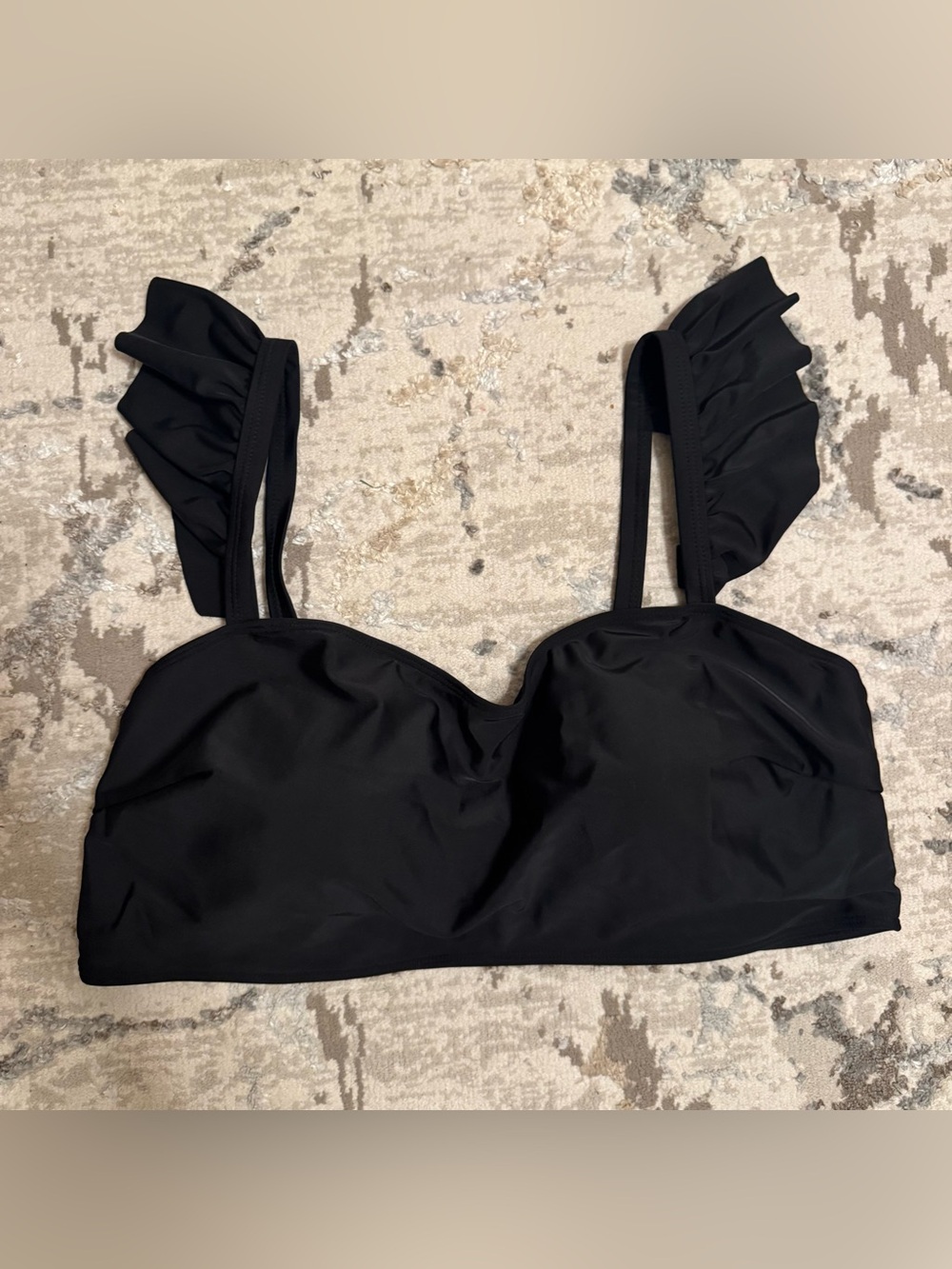 Women's Black Ruffle Strap Bikini Top- 4XL NWT